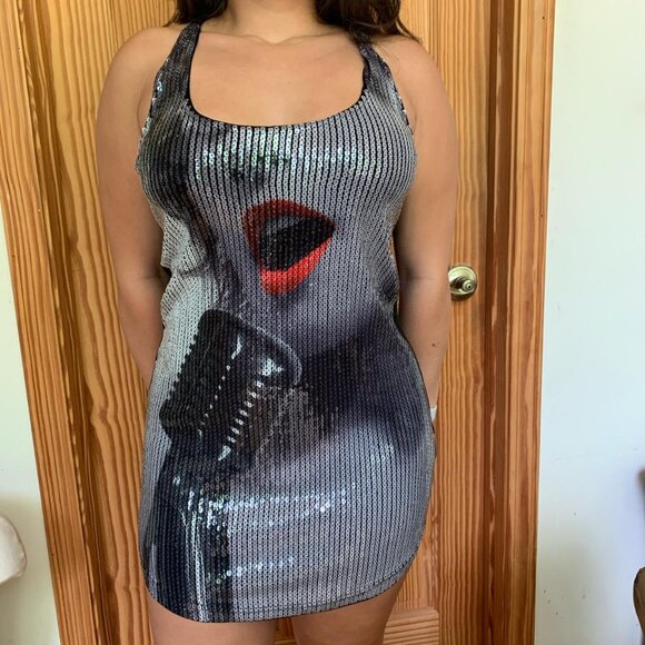 Cyber Y2K Sequined Leisel French Mini Dress - Picture 2 of 8